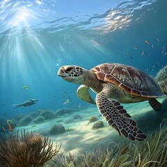 Obraz premium swimming turtle