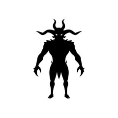 horned demon silhouette on white background  .svg