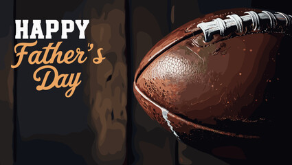"Happy Father's Day Greeting with Decorative Typography and Leaves"

