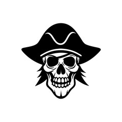 pirate skull with hat vector on white background  .svg