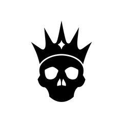 skull with crown silhouette on white background  .svg