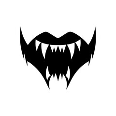 vampire fang silhouette on white background  .svg