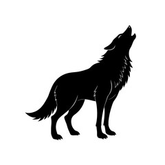 wolf howling silhouette on white background  .svg