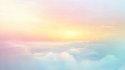 Obraz premium Pastel Sky Dreamscape Soft Clouds and Golden Sunlight Embrace the Horizon.