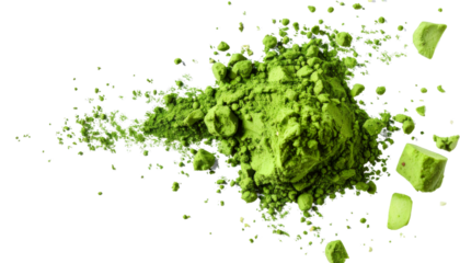 Wasabi powder exploding on transparent background