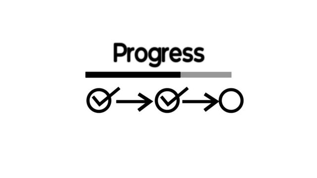 Tick correct mark in checklist with progressive loading status to remind work task progressive for project develop management and tracking concept.