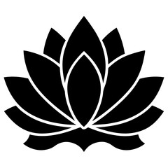 Black Lotus Flower Silhouette Vector for Logos and Cut Files