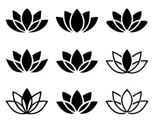  Hand-Drawn Lotus Flower Clipart Set for Wellness and Spiritual Use