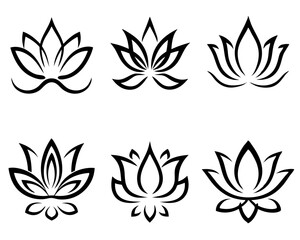 Minimalist Lotus Flower  Bundle Vector Illustration.  Set for Print and Web, Calm and Zen Inspired
