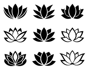 Obraz premium Hand-Drawn Lotus Flower Clipart Set for Wellness and Spiritual Use