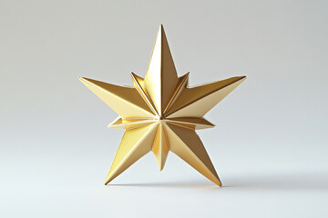 Obraz premium Elegant Gold Eight Pointed Star Isolated on White Background