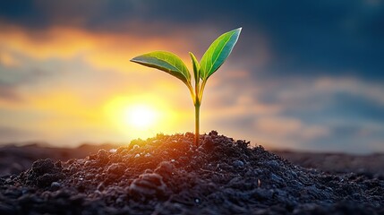 Sprout Sunrise New Growth Reaching for Hope.