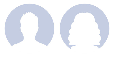 Avatar silhouette man and woman anonymous icon. Male and female profile unknown picture illustration.