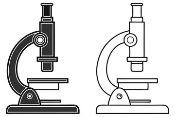 Two simple microscope line artworks show the variations with black filled and outlined style