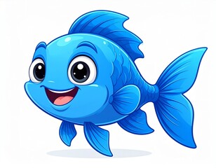 Cartoon fish with big eyes over white background