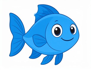 Obraz premium Cartoon fish with big eyes over white background