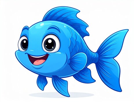 Cartoon fish with big eyes over white background