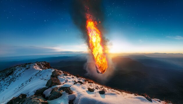 burning asteroid entering the atmoshere