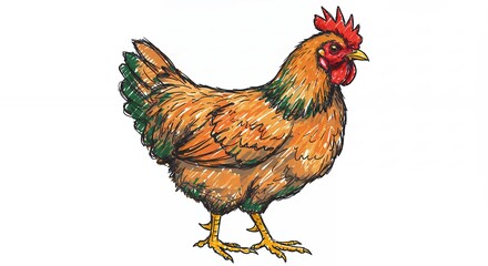 Fototapeta premium Chicken illustration drawing animal farm portrait