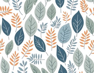 Seamless Pattern of Abstract Leaves and Branches