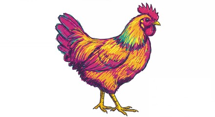 Fototapeta premium Colorful chicken illustration