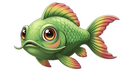 Cute green fish illustration