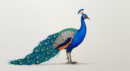 Fototapeta premium Detailed peacock illustration