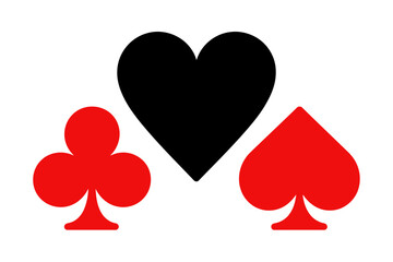 Playing card suits heart spade and club illustration