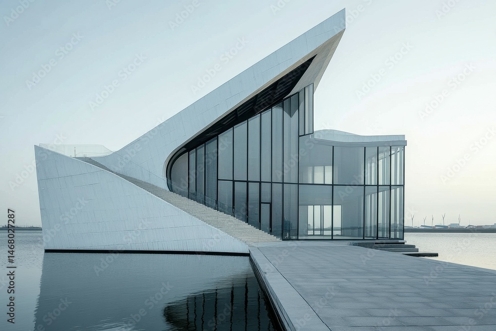 Poster a building that changes its shape and size depending on who enters
