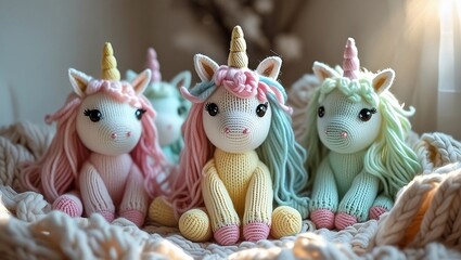 Obraz premium Handcrafted Knitted Toys