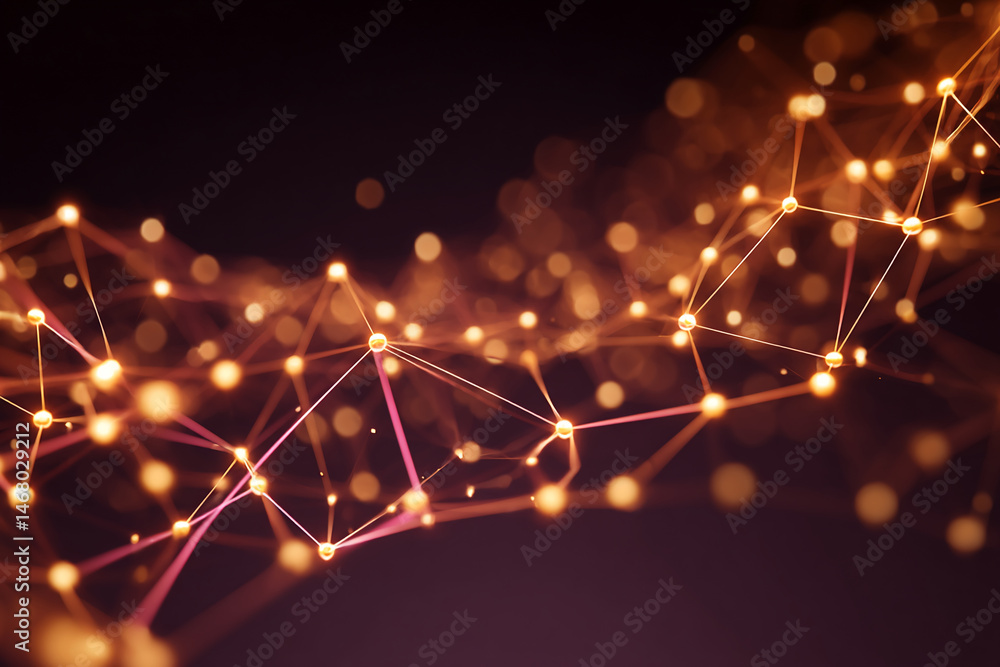 Poster abstract image of glowing nodes connected by lines, creating a network-like structure, symbolizing c