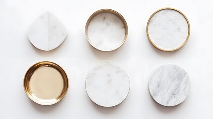 Elegant Marble and Gold Coasters Set, Modern Home Decor