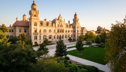 Fototapeta premium Historic courthouse with gardens
