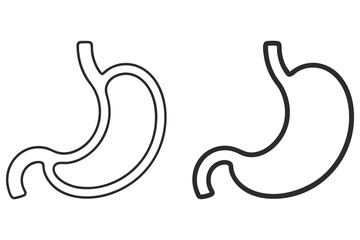 Obraz premium Two contrasting stomach diagrams showcase internal anatomy in outline on a white background