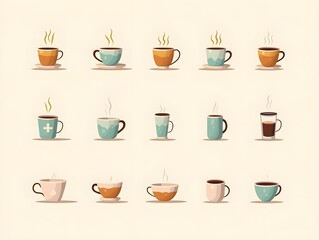 Collection with flat coffee elements.