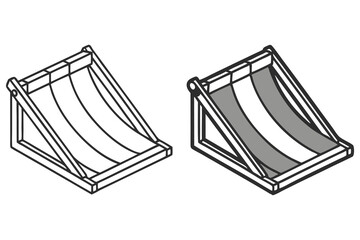 Two minimalist beach chairs feature one in monochrome and one with gray shades