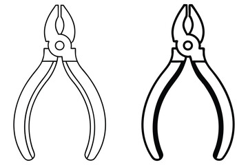 Two variations of pliers feature bold, simplistic black and white line work