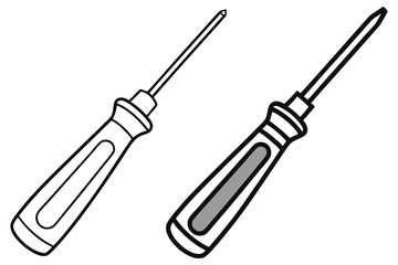 Two screwdrivers are pictured side by side with outlines, not on transparent background