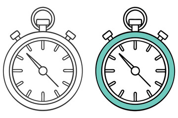 Stopwatch outlines feature one colored version against a white backdrop in this simple artwork