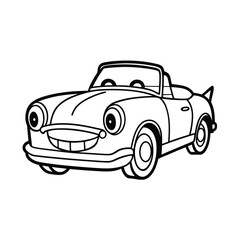 Fototapeta premium convertible car big happy headlights line art vector silhouette