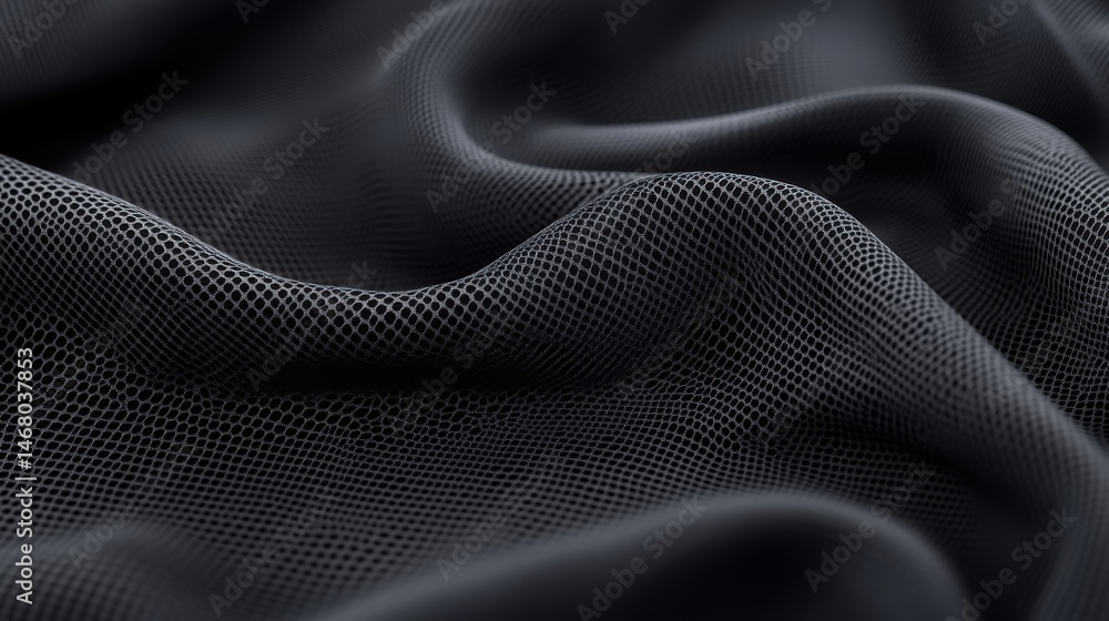 Poster soft black mesh fabric textile texture for background and design use