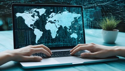 Global Network Connectivity, Data Flow on Laptop