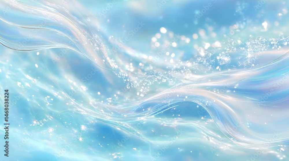 Aufkleber luminous blue wave pattern with glowing digital particles swirling dynamically, representing fluid m