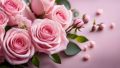 fresh pink roses and flowers