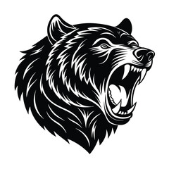 a roaring bear hat vector art silhouette