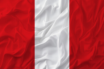 Stylized image of the Peruvian flag with a crumpled paper texture and halftone effect. Concept of...