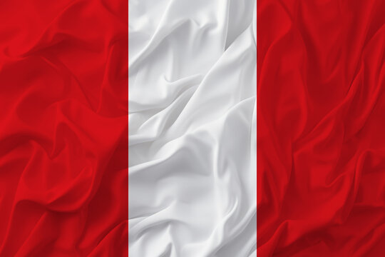 Stylized image of the Peruvian flag with a crumpled paper texture and halftone effect. Concept of statehood