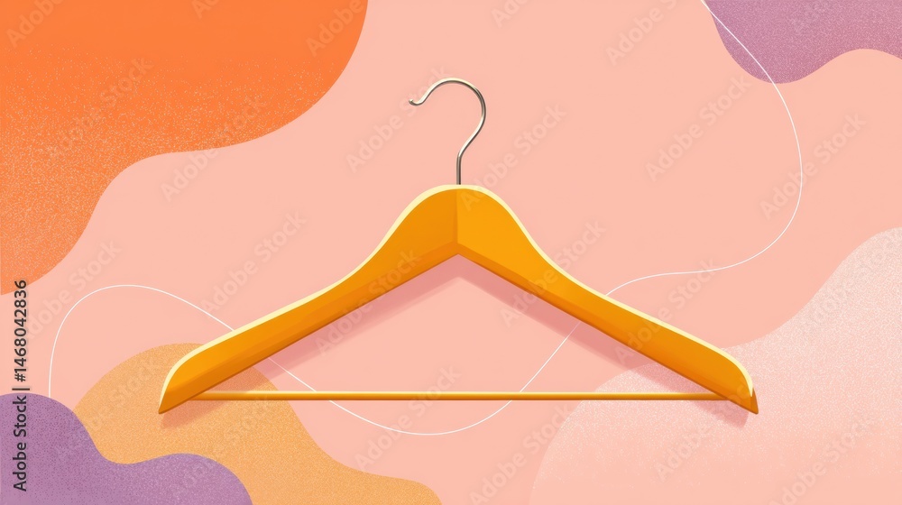 Poster minimalistic yellow hanger illustration on a pastel background with soft curves and shapes generativ