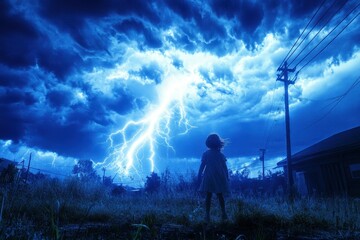 Fototapeta premium A character discovers they can harness the energy of lightning--but only during specific storms