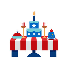 Patriotic Table Setup on Transparent Background